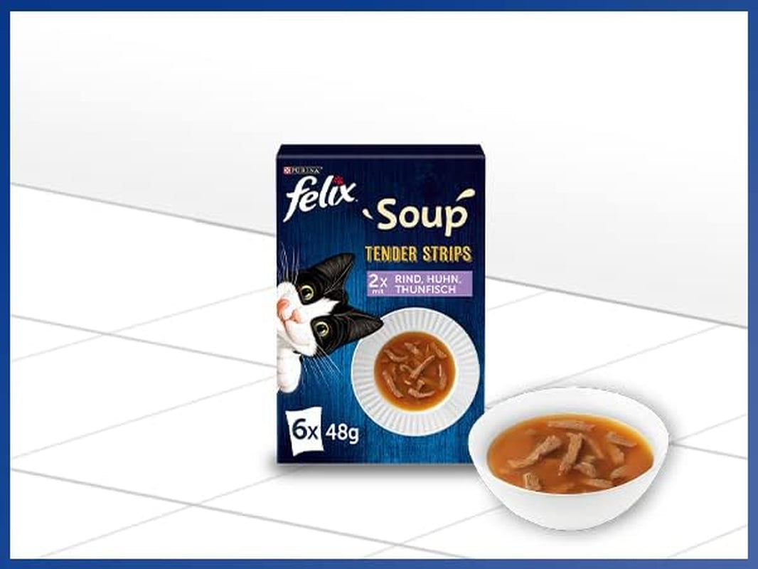 Polévkové proužky Felix, kočičí polévka, smíšená odrůda, balení 8 ks (8 x 6 sáčků po 48 g)