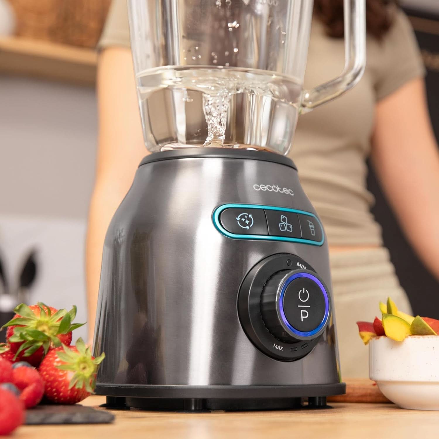 Stojanový mixér Cecotec Power Black Titanium 2200MAX Smooth, 2200 W Maximale Leistung, 6 klingen Aus Edelstahl, Ice-Crush-Funktion, Turbo- Und Smoothie-Funktion, Autoclean-Funktion Kitchen Naty Shop
