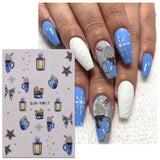 JMEOWIO Nálepka na nehty Glitzer Weihnachten 10 Blatt Nálepka na nehty Selbtklebend Nagelaufkleber Schneeflocken Zimní dekorace Nageldesign Zubehör