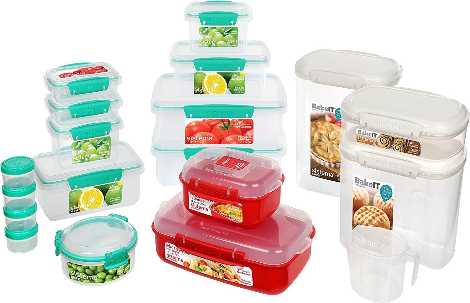 Úložný kontejner systému KLIP IT, balení 6 boxů na skladování potravin Naty Shop Mixed Colors Kitchen Starter Pack