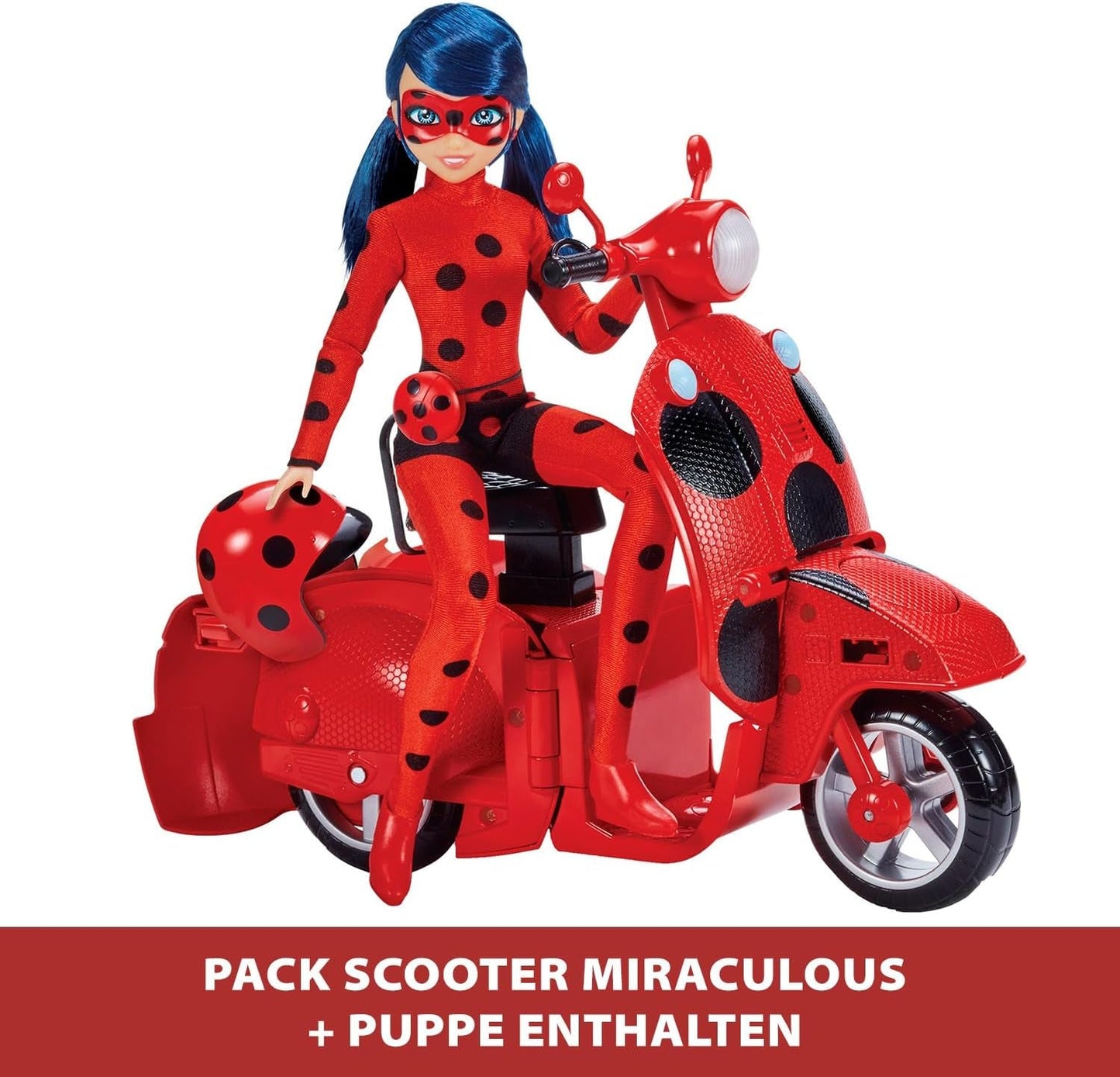 Bandai - Miraculous Ladybug - Miraculous Switch'n Go Scooter + 26 cm Ladybug Lucky Charm Articulated Doll - P50668