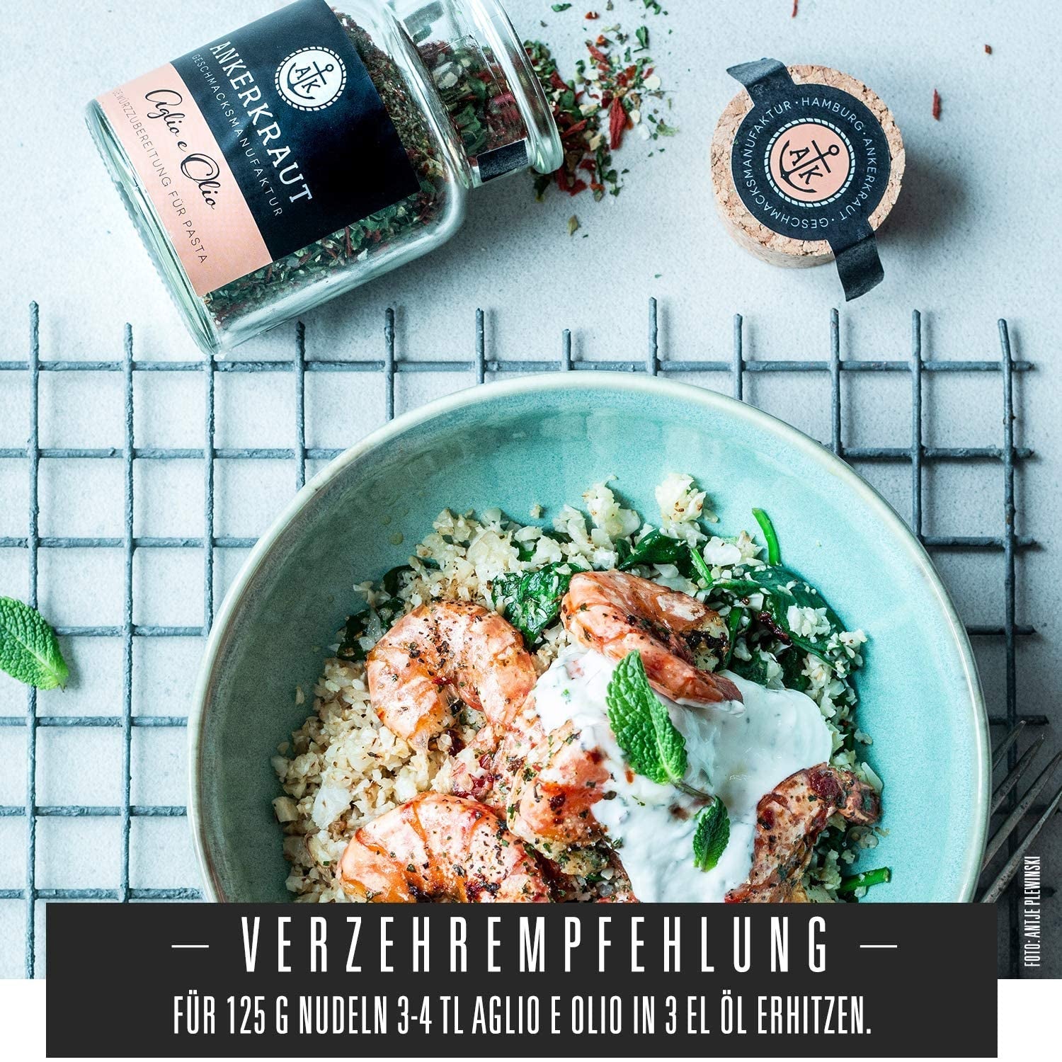 Ankerkraut Aglio e Olio, italský Gewürzmischung pro těstoviny a klasické špagety-nudle, 120 g v aromatickém sáčku