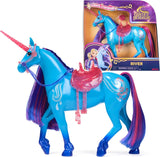 Unicorn River Unicorn Academy - 28 cm vysoký, originální jednorožec Isabel ze série Netflix, se skutečnou hřívou a ocasem, odnímatelnou uzdou a sedlem a kartáčem, pro děti od 4 let