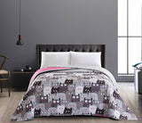 Decoking 32350 Přehoz na postel 220X240 Cm Oboustranný přehoz z mikrovlákna snadná údržba Béžová Světle hnědá Kakaová hnědá Šedá Ocel Antracit Grafit Černá Bílá Růžová Kočky Invaze koček Postele a přikrývky Beuche den DecoKing-Store
