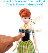 Mattel Toys Disney Frozen Anna zpívající módní panenka v ikonickém oblečení zpívá „Poprvé“ z filmu Disney v angličtině, francouzštině, němčině, italštině, JDL59