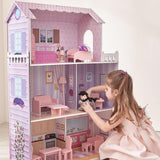 Obří domeček pro panenky Olivia's Small World, velký dřevěný domeček pro panenky s nábytkem a doplňky, 3patrový domeček pro panenky pro děti, domeček pro panenky 12", 3 roky + domečky pro panenky Naty Shop