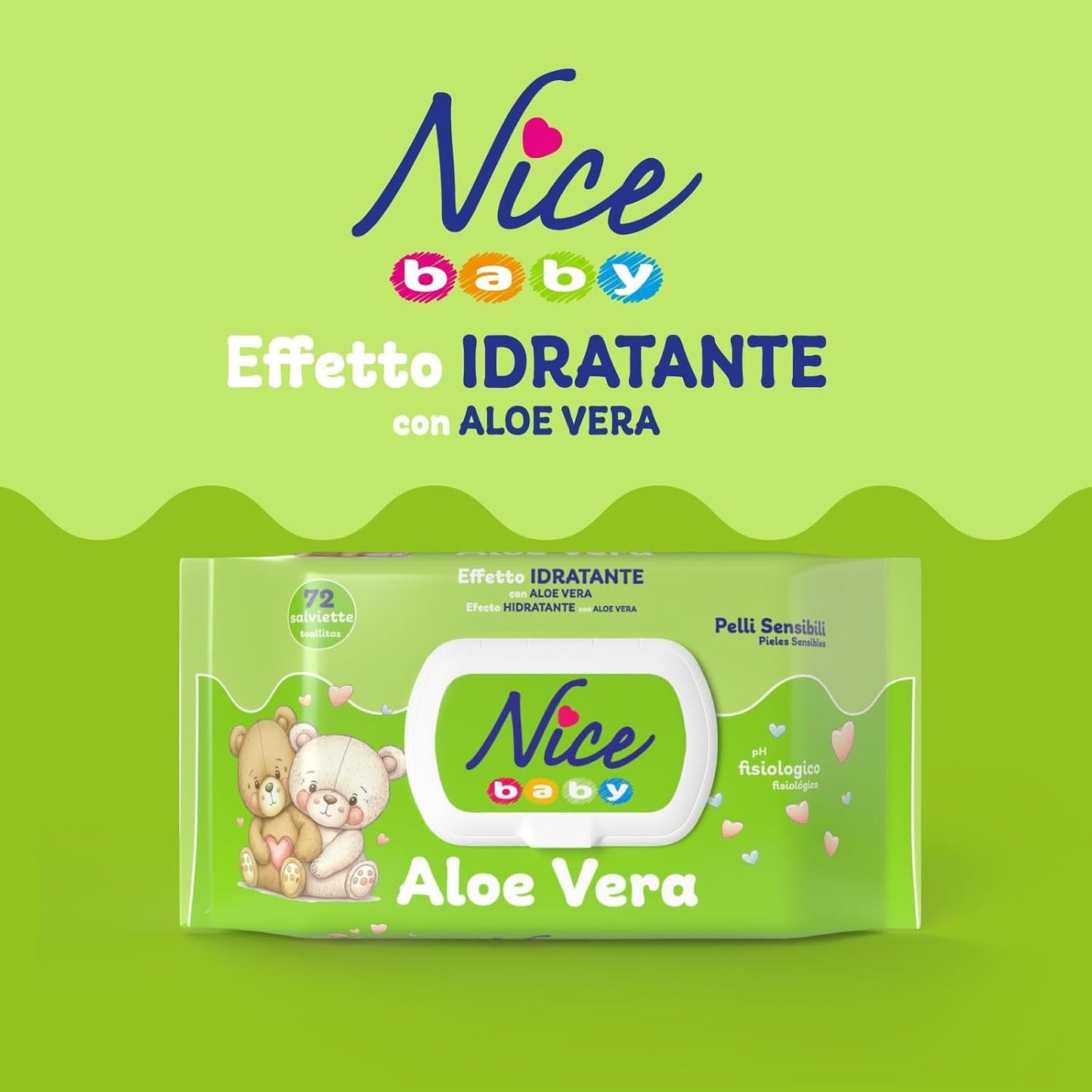 Čistící ubrousky pro děti a kojence - s aloe vera a arganovým olejem - dermatologicky testováno - fyziologická hodnota pH - maxi formát: balení 72 ubrousků - Pěkné