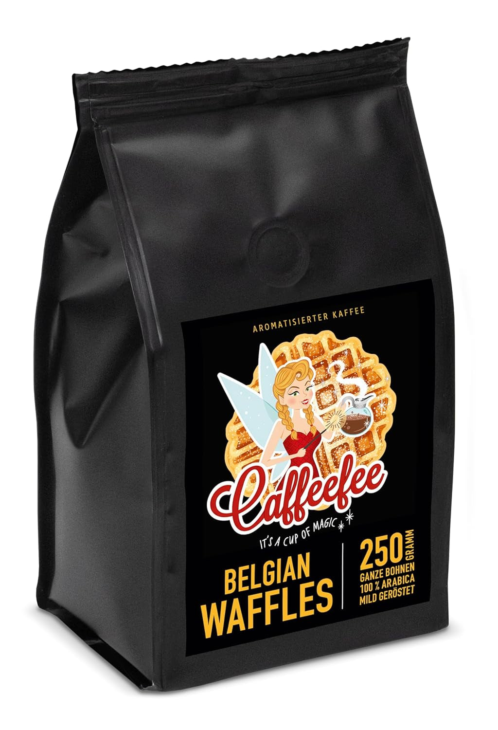 Caffeefee Belgické vafle Bohnen, 250 g, aromatisierter Röstkaffee
