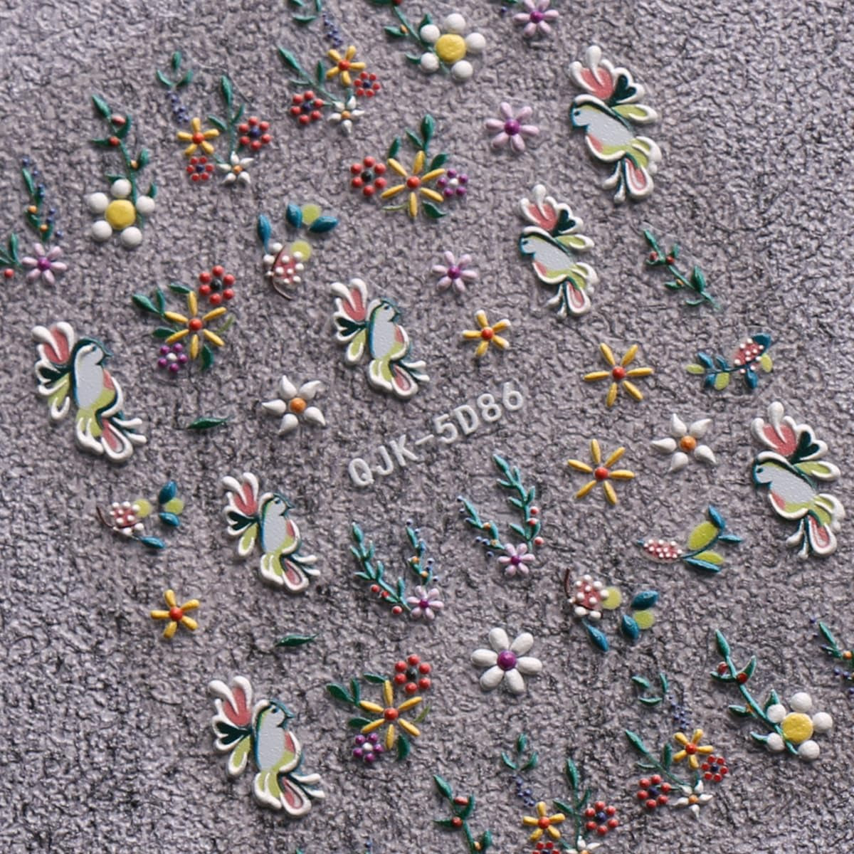JMEOWIO 6 Blatt 3D Nálepka na nehty Ostern Nail Art Nálepka Selbstklebend Nagelaufkleber 5D Stereoskopisch Süßer Hase Ei Dekoration Nageldesign Zubehör