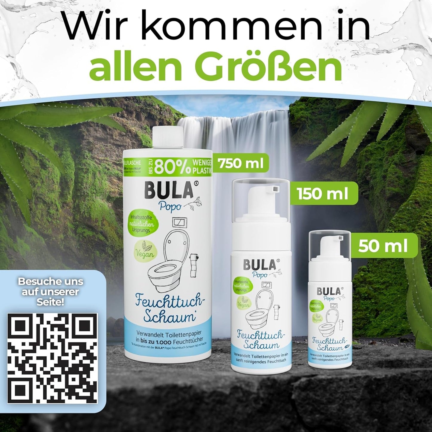 BULA® Popo Refill Bottle (750ml) STAČÍ DOPLNIT naše 150ml a 50ml lahvičky! | Nahradí až 1000 ubrousků! | S přísadami přírodního původu