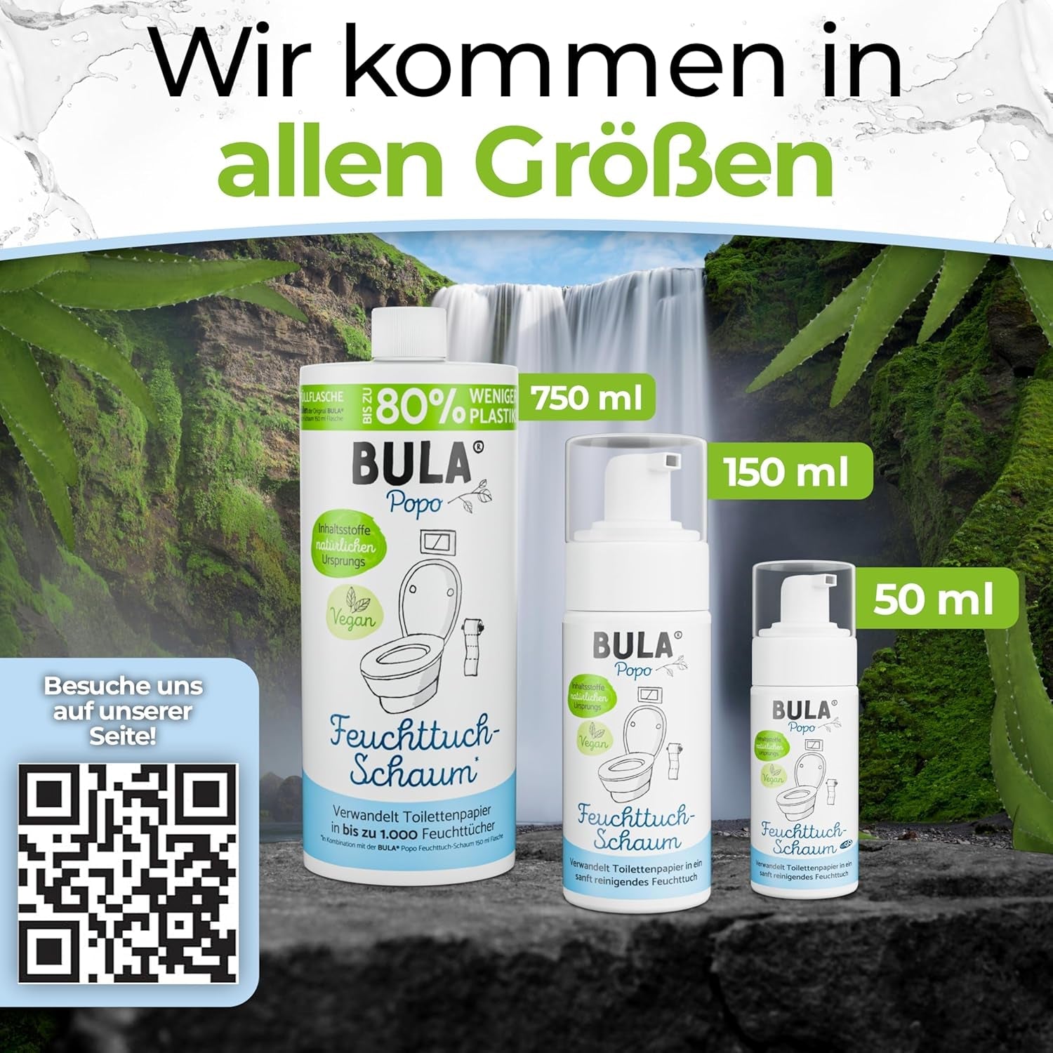 BULA® Popo Refill Bottle (750ml) STAČÍ DOPLNIT naše 150ml a 50ml lahvičky! | Nahradí až 1000 ubrousků! | S přísadami přírodního původu