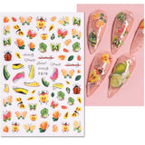 JMEOWIO Samolepka na nehty Sommer Frucht 9 Blatt Samolepka na nehty Selbtklebend Nagelaufkleber Zitronen Dekoration Nageldesign Zubehör