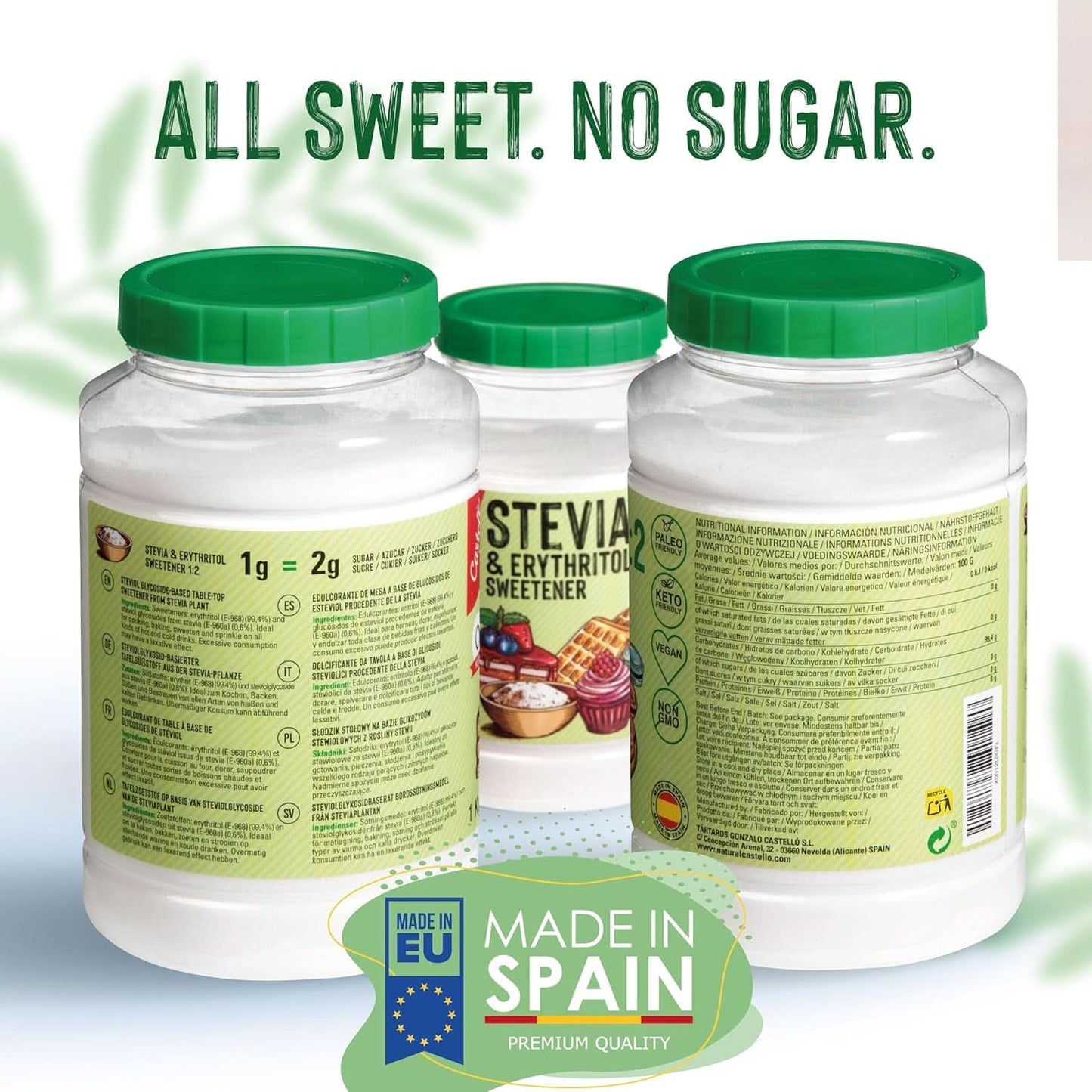Stévie + Erythritol 1:2 sladidlo, 1G = 2G cukru, 1 kg sladidel Naty Shop