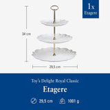 Police Villeroy & Boch Toys Delight Royal Classic, dekorativní patrový stojan na sušenky, pečivo a malé dorty, prémiový porcelán, bílá