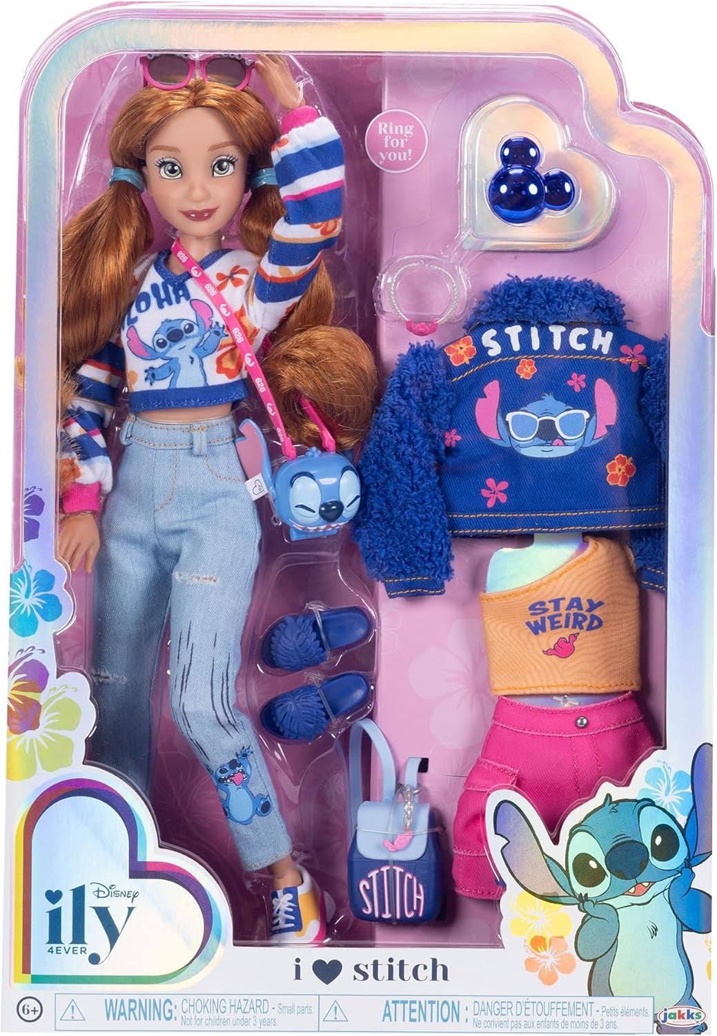 Módní steh pro panenky Disney ILY 4EVER se zrzavými vlasy 11,5" vysoký s 13 body artikulace, dvěma kompletními mixy a třpytivým prstenem Mickey pro vás! Panenky Naty Shop