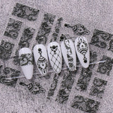 JMEOWIO 3D Nálepka na nehty Schwarz Weiß Blume Nálepka na nehty Selbstklebend Nagelaufkleber 5D Stereoskopisch Blumen Dekoration Nageldesign Zubehör 4 Blatt