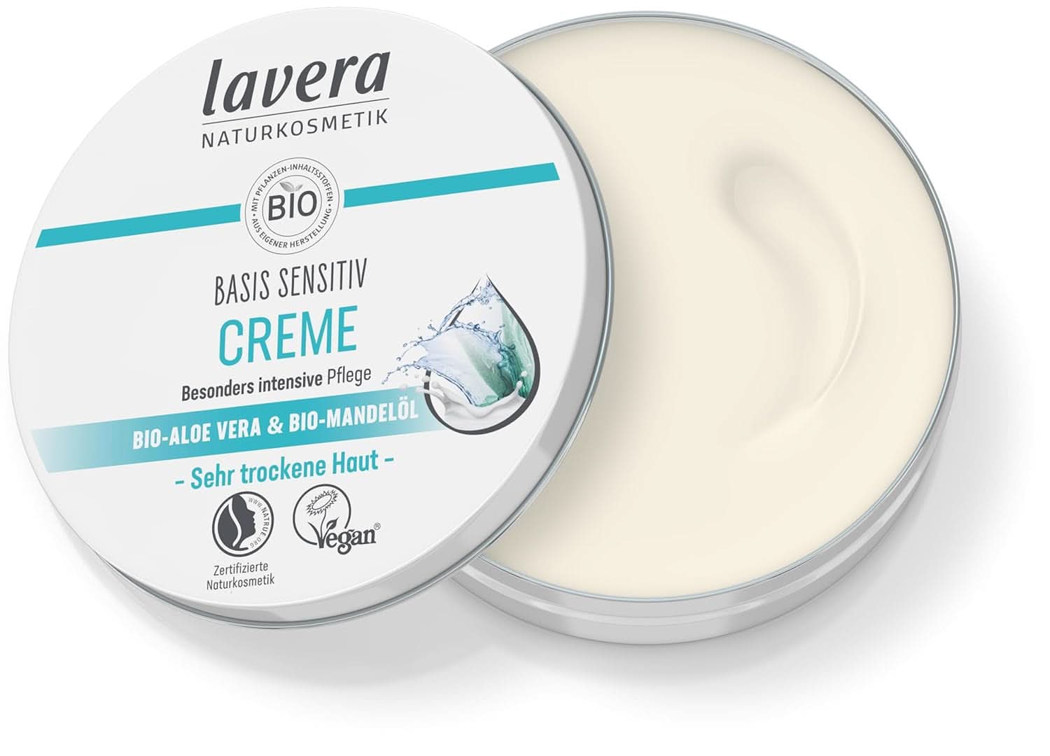 Lavera Basis Sensitiv, intenzivní péče pro suchou pokožku s Aloe Vera a mandlovým olejem, 150 ml Naty Shop