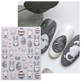 JMEOWIO 6 Blatt 3D Nálepka na nehty Ostern Nail Art Nálepka Selbstklebend Nagelaufkleber 5D Stereoskopisch Süßer Hase Ei Dekoration Nageldesign Zubehör