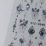 3D kovová samolepka na nehty Schwarz Schmetterling - Laser Pink Aurora Nagelaufkleber - Punk Butterfly Nail Art Stickers - Stříbrná samolepka na nehty - Nageldesign Zubehör