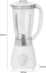 Bomann 378 CB Universalmixer Zum Pürieren, Schlagen, Zerkleinern, Shaken Und Mixen, Ice Crush-Funktion, Kraftvoller 500 Watt-Motor, Abnehmbarer Mixbehälter Mit 1,5 l, Edelstahlmesser, Weiß, UM 378 CB Kitchen Naty Shop