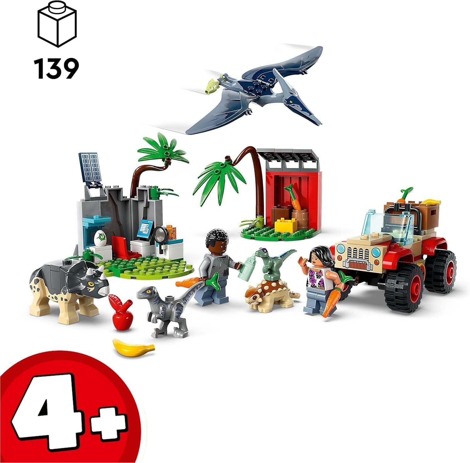 LEGO Jurassic World Rescue Center for Baby Dinosaurs, sada s malými figurkami dinosaurů včetně Triceratopse, Ankylosaura a Velociraptora, stavebnicový dárek pro chlapce a dívky od 4 let 76963 Stavebnice Besuche den LEGO-Store