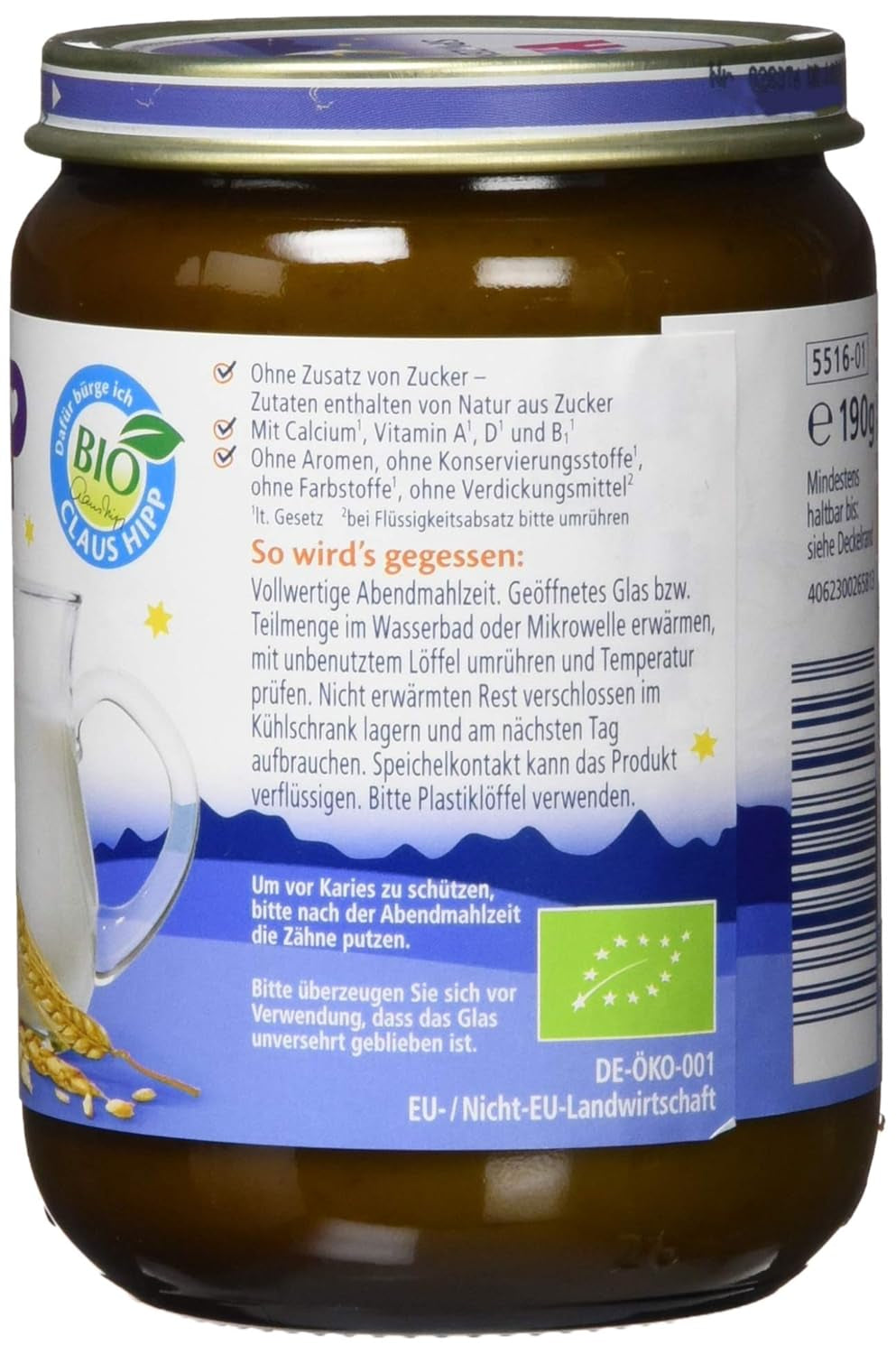 HiPP Bio Good Night se 7 cereáliemi (6 x 190 g), dětská výživa od 6 měsíců, bez přidaného cukru, velmi sytí, nejlepší bio kvalita