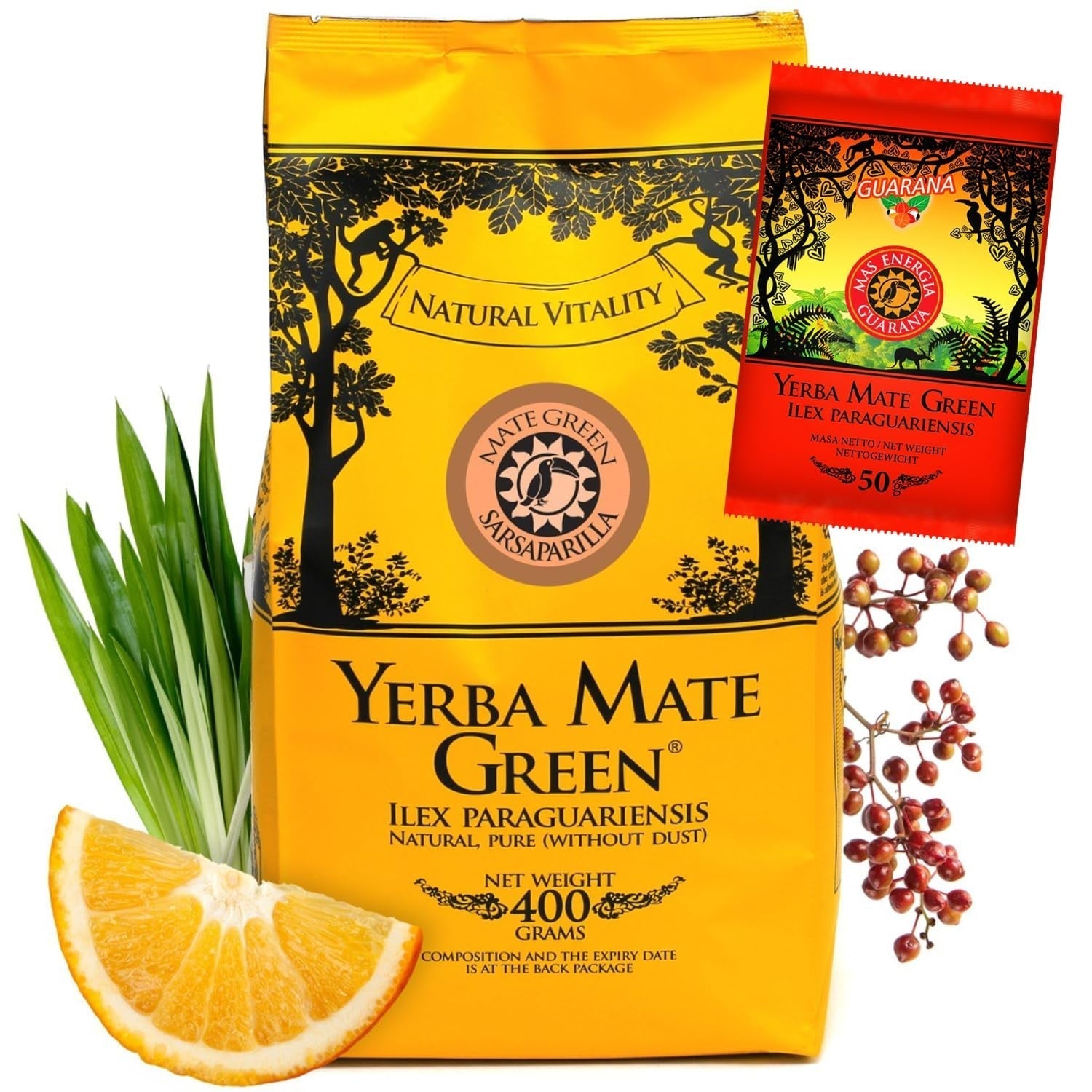 Yerba SARSAPARILLA 400G ● Sladký a osvěžující čaj Maté ● Listy Sarsaparilla ● Čaj Maté z listů Maté ● Čaj Yebra Maté s GUARANA 50G ● Sypaný čaj Yerba Maté 450G ● Vegan