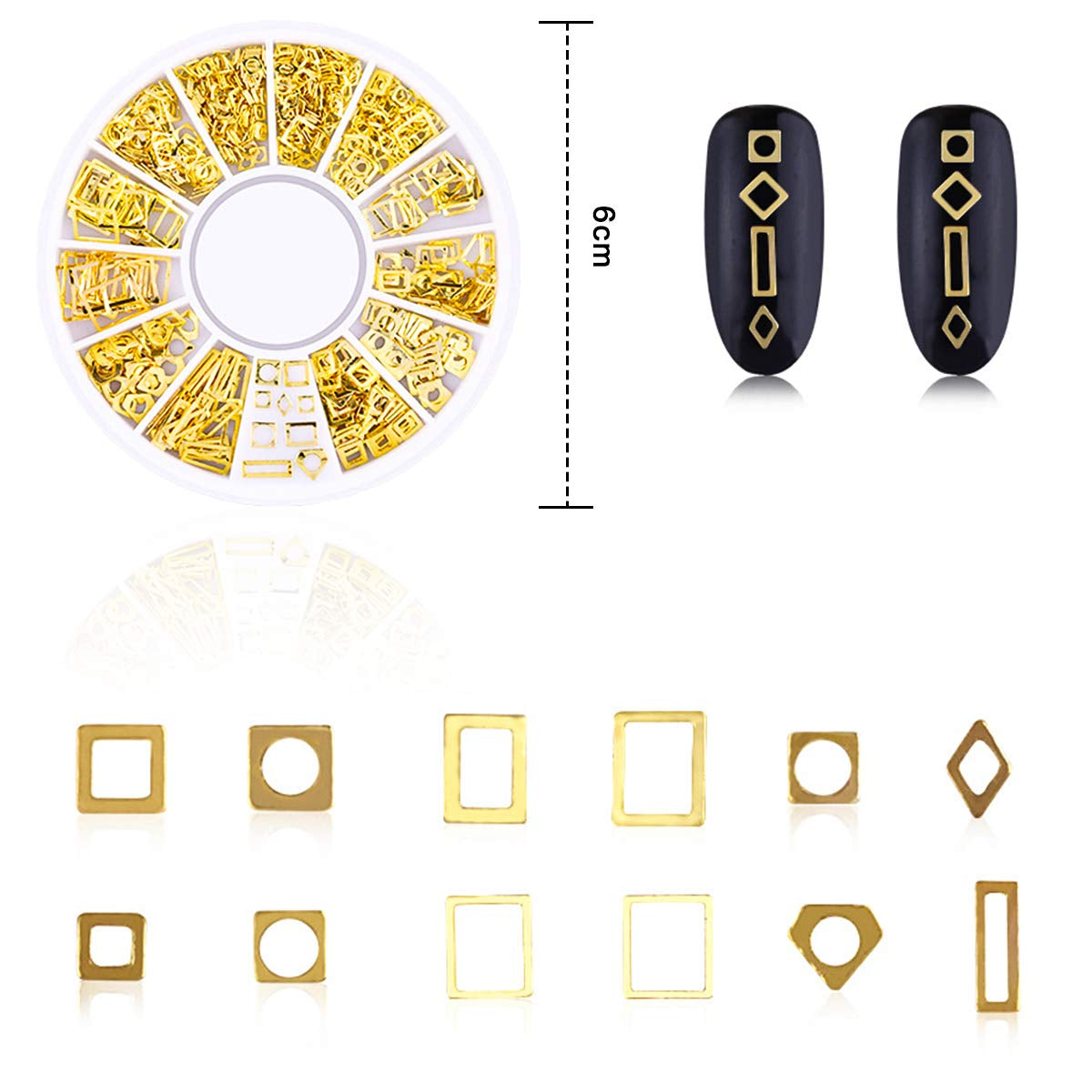 4 krabičky Nagel Art Strass, 3D Nagel Art Decorations, Mix Größe Nagel Perlen Glitter Strass Gold Metall Hohlniet Nagelkunst Stern Mond Sonne Nagel Zubehör Für DIY Nageldesign