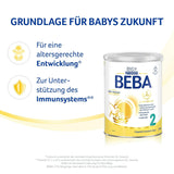 BEBA 2 - Pokračovací mléko po 6 měsících, s 5 HMO komplexem, obsah bílkovin odpovídající věku, bez laktózy, bez palmového tuku, bez rybího tuku, dětská výživa, sušené dětské mléko, balení 3 ks (3 x 800 g)