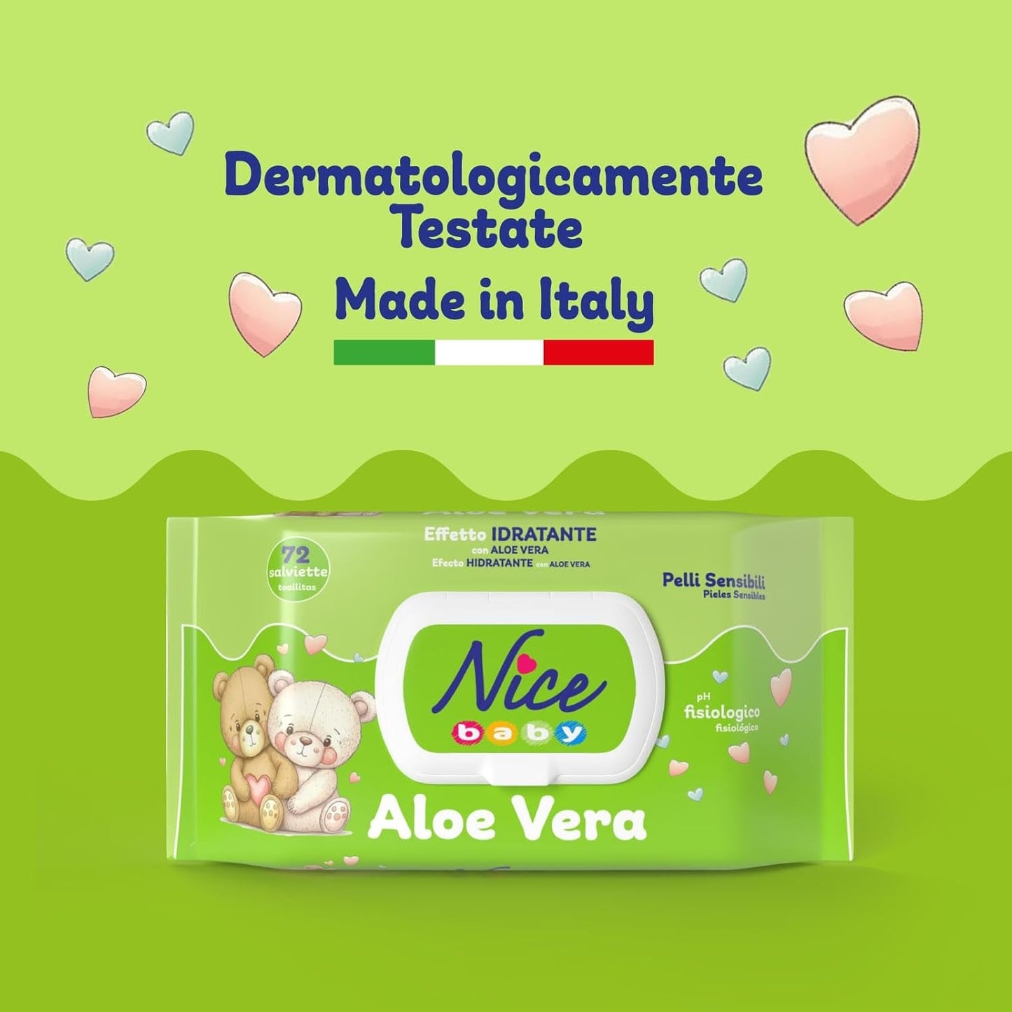 Čistící ubrousky pro děti a kojence - s aloe vera a arganovým olejem - dermatologicky testováno - fyziologická hodnota pH - maxi formát: balení 72 ubrousků - Pěkné