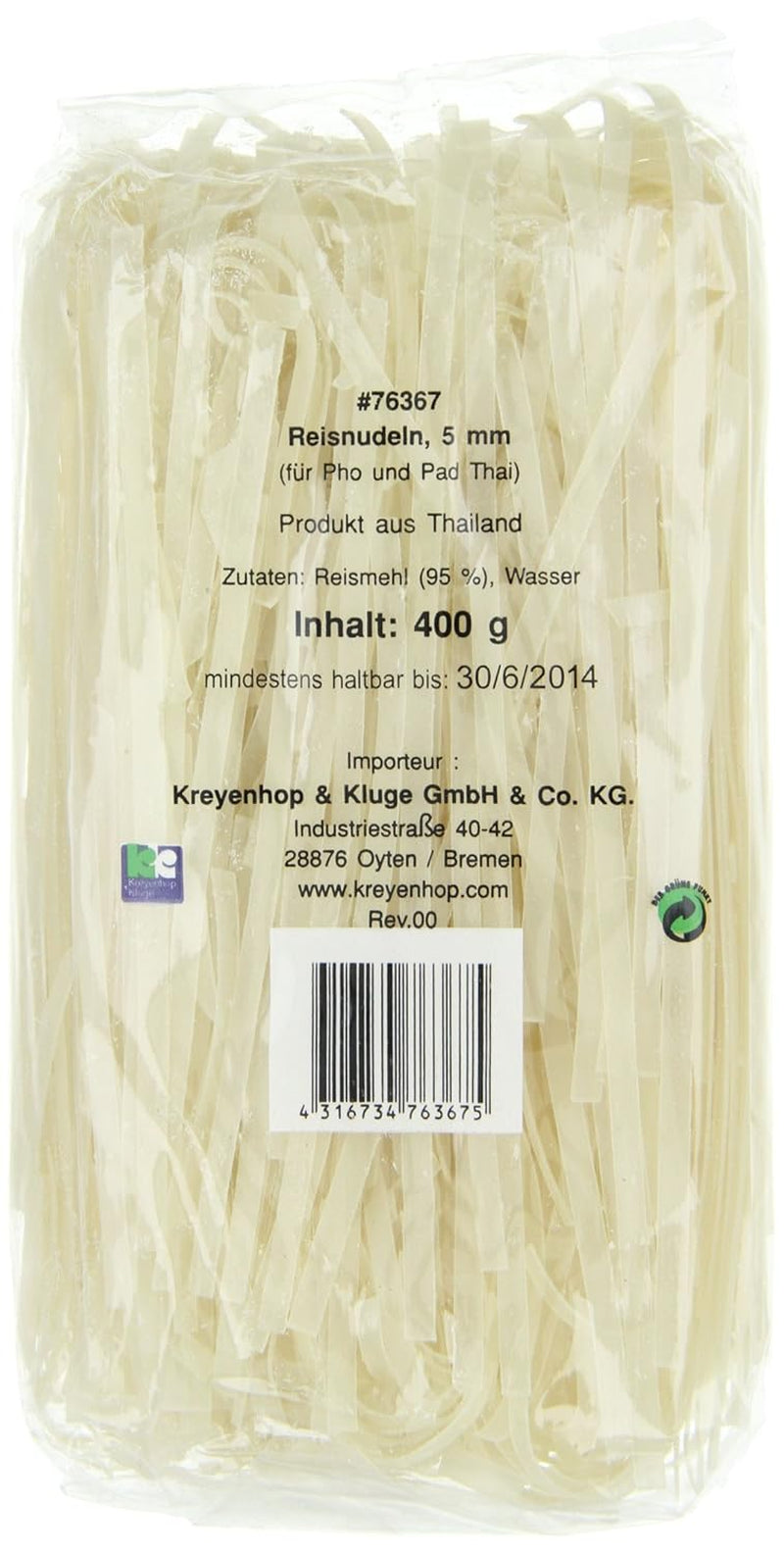 Rýžové nudle – thajské, 5 mm široké nudle z rýžové stuhy, vyrobené z rýžové mouky – 17 x 400 g