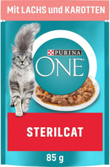 PURINA ONE STERILCAT mokré krmivo pro kočky, jemné kousky v omáčce pro sterilizované kočky, s lososem, balení 26 ks (26 x 85 g)