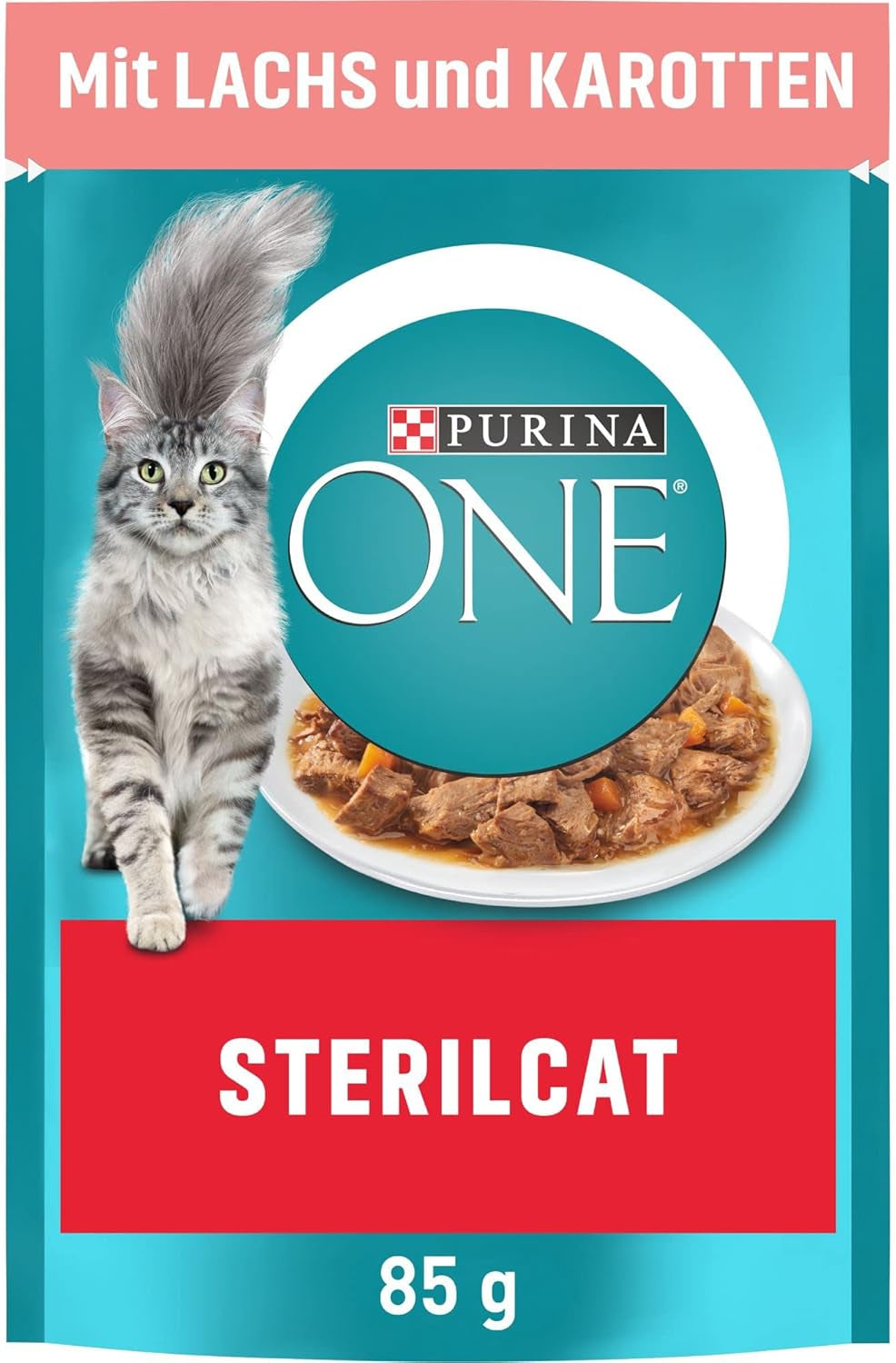 PURINA ONE STERILCAT mokré krmivo pro kočky, jemné kousky v omáčce pro sterilizované kočky, s lososem, balení 26 ks (26 x 85 g)