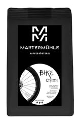 Espresso Martermühle Bike 500g Strong | Arabica/Robusta | Příchutě: Makadamové ořechy, mléčná čokoláda | Světle pražená celá zrna espressa, nízká kyselost