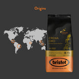 Bristot, Kaffeebohnen CREMA ORO – Celkem 1 kg – Mischung mit intenzivní Aroma, süßem Geschmack, Gewürzen, Caramel, Sandelholznoten – Set mit 2 pro 500 g