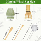 Alyvisun Matcha Set, 5dílný Matcha čajový set s Matcha konvičkou a Matcha stojánkem, Čajová lžička, Čajová lžička, Matcha čajový set pro milovníky Matcha, Ideální pro začátečníky a nadšence