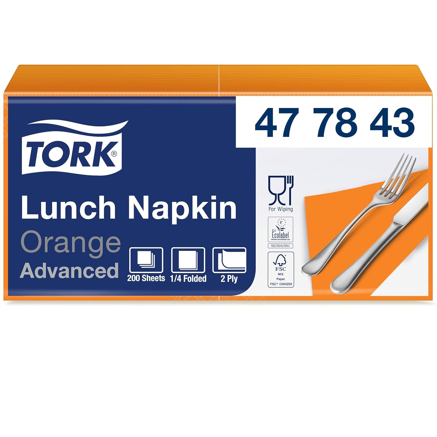 Tork 477840 Limetkové ubrousky na oběd / 2vrstvé ubrousky pro malá jídla nebo svačiny / Pokročilá kvalita / 10 x 200 (2000) papírové ubrousky / 32,6 x 33 cm (d x š) / 1/4 skládání