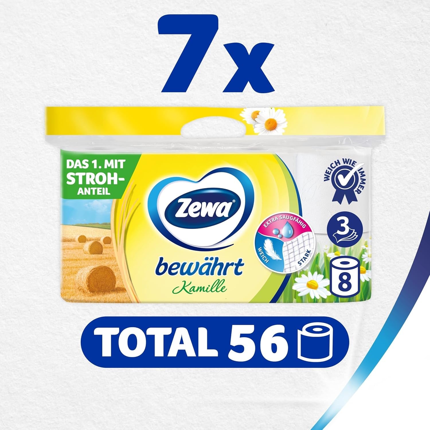 Zewa Osvědčený heřmánkový toaletní papír se slámou 7X 8 rolí
