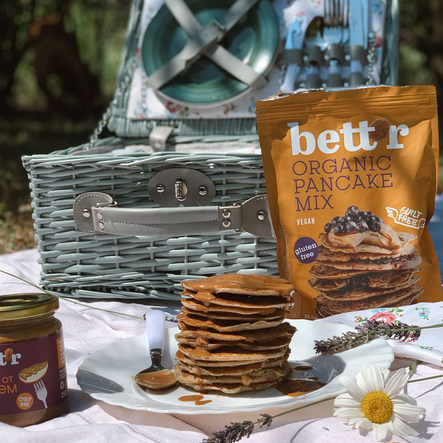Bett'R Pancake Mix, organická, veganská a bezlepková směs na pečení, 6 x 400 gramů Kitchen Naty Shop