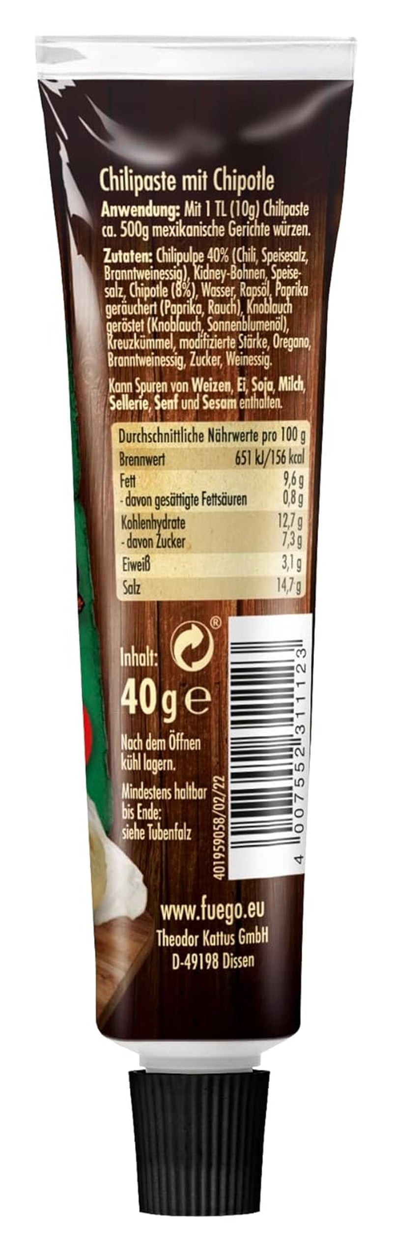 - Chipotle Chilli pasta, pikantní mexická jídla, Für 4 Anwendungen, Vegan, 1 x 40 g
