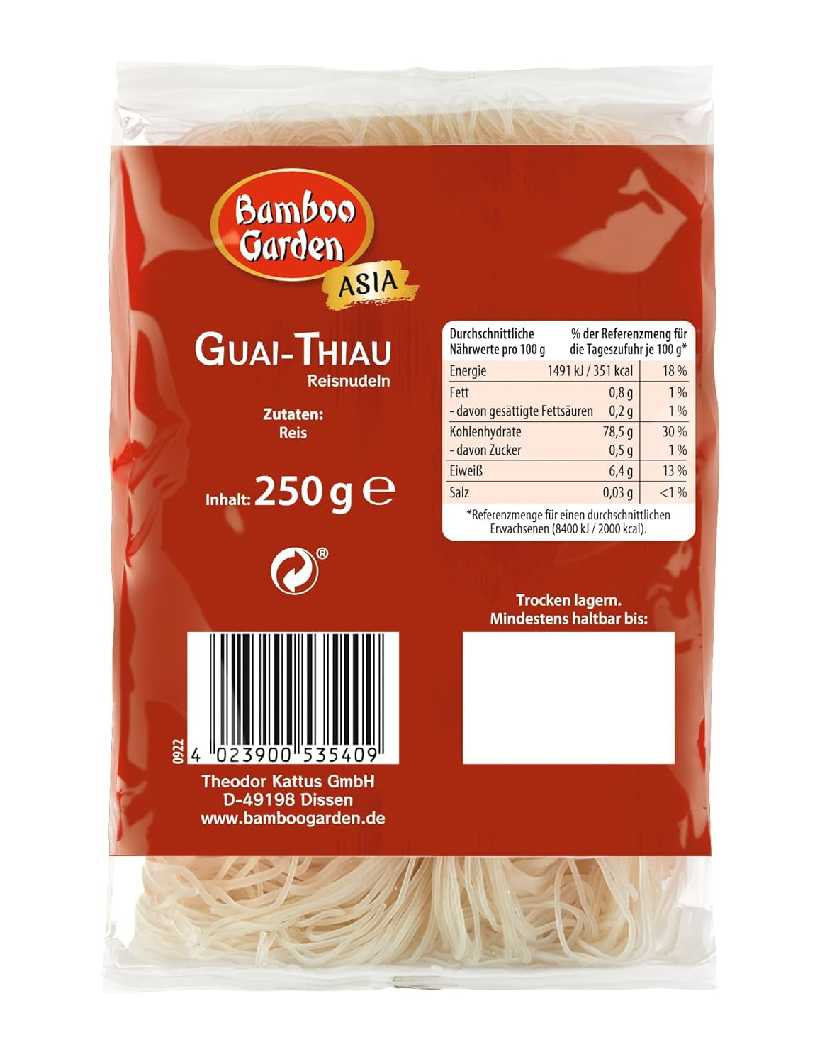 Bamboo Garden Guai Thiau rýžové nudle, 250g (design obalu se může lišit)