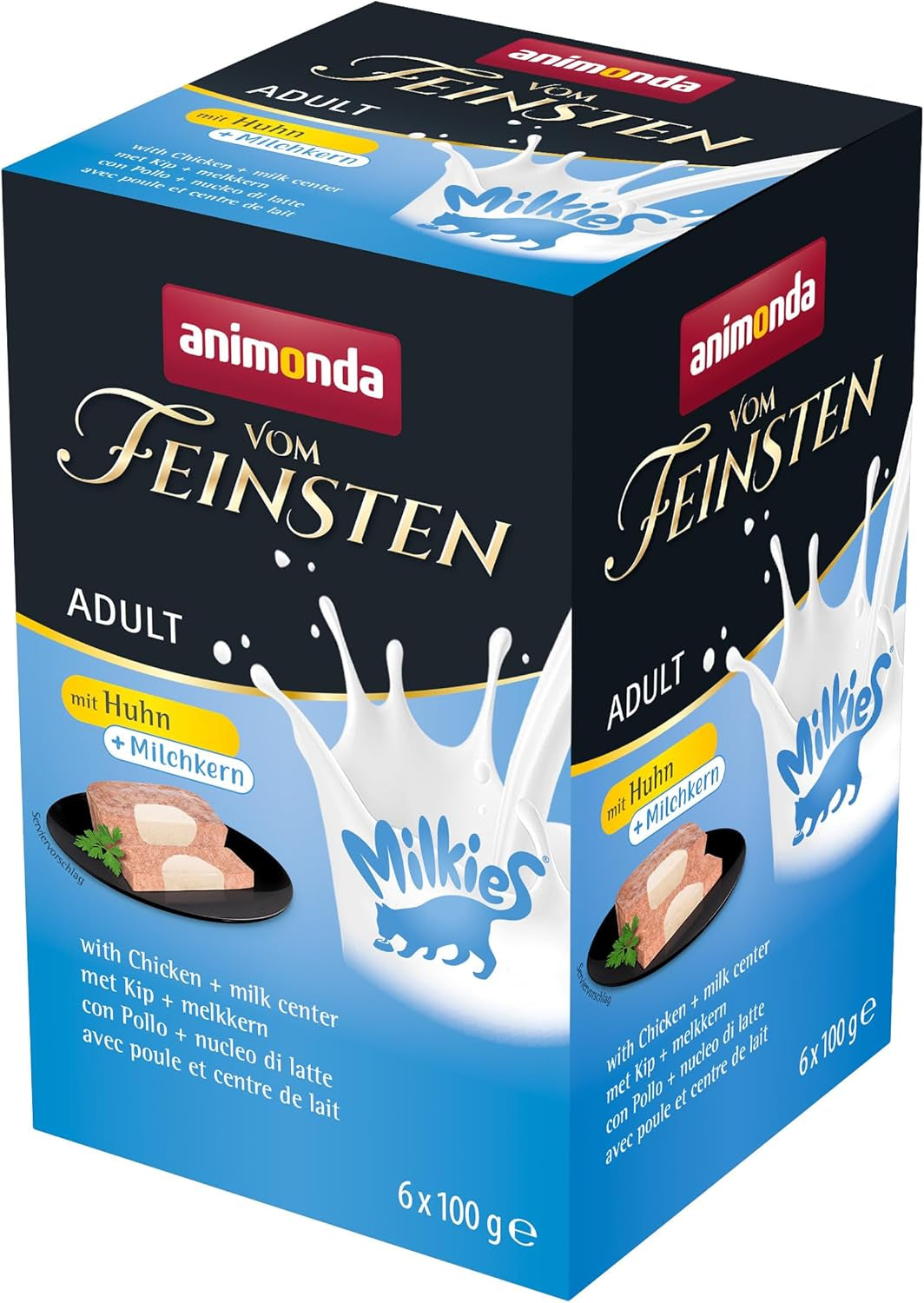 animonda Vom Feinsten Krmivo pro dospělé kočky, Nassfutter für ausgewachsene Katzen, mit Chicken + Milchkern, 6 x 100 g