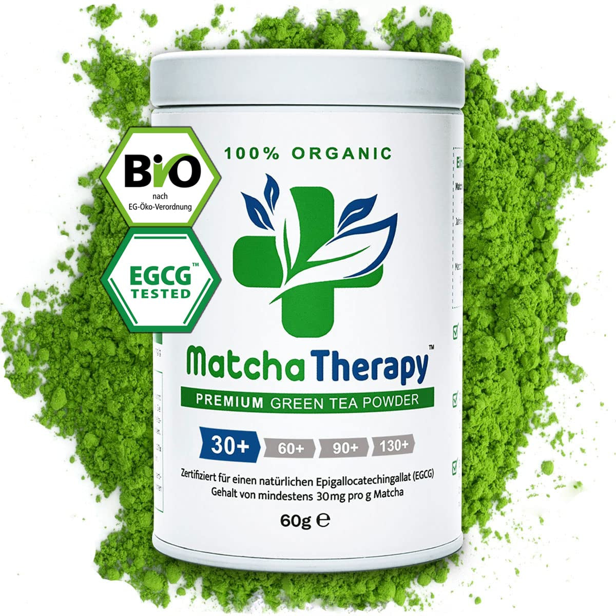 Matcha terapie 30+ | Organický prášek Matcha Tea | 60 g | S ověřeným obsahem minimálně 30 mg/g katechinu EGCG | Podporuje imunitní systém a energetickou hladinu | Slavnostní kvalita | Zelený čaj z Japonska