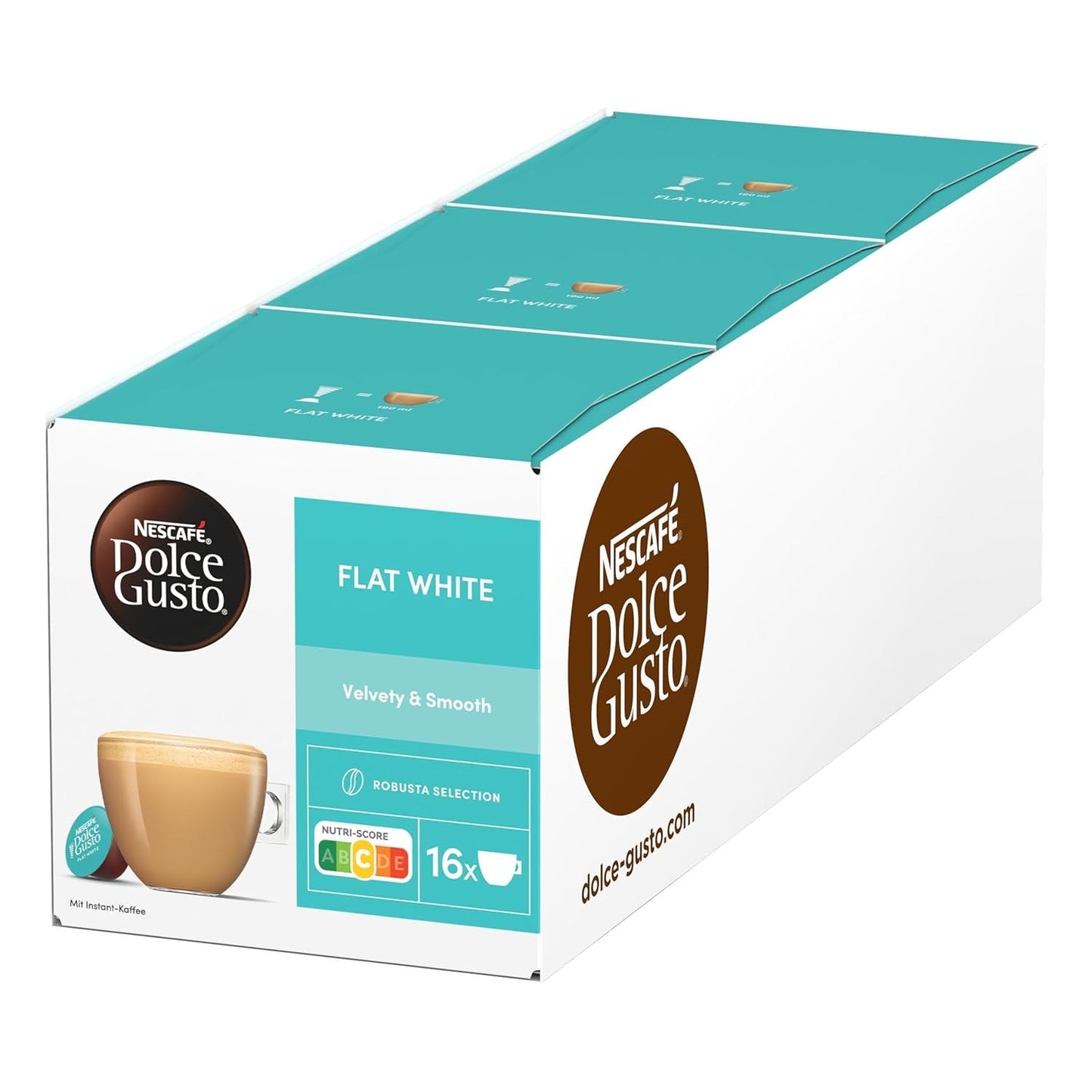 NESCAFÉ DOLCE GUSTO Flat White Kaffeekapseln 3er Pack (3 x 16 kapslí)