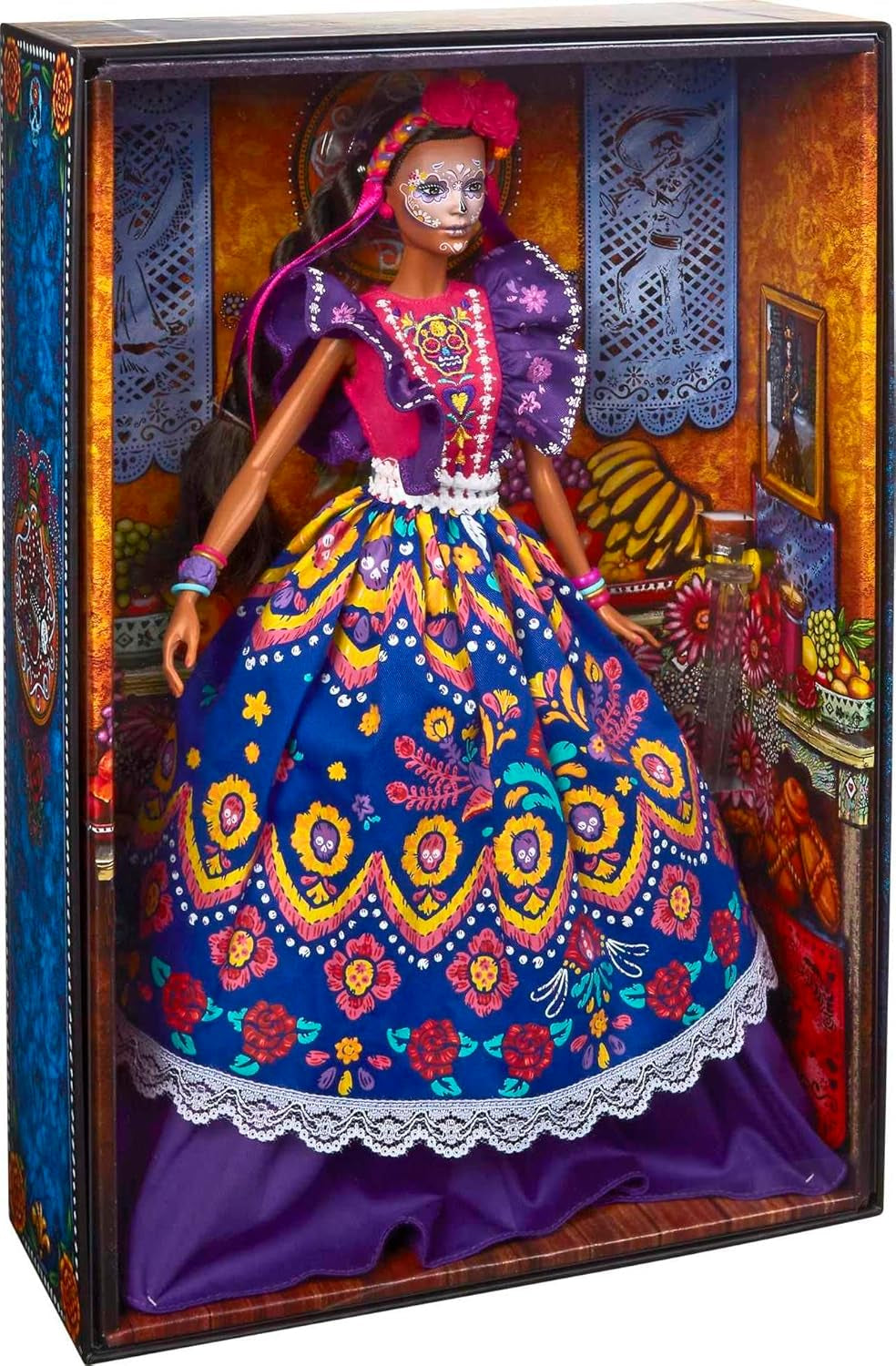 2022 Día De Muertos panenka Barbie s nařasenými tradičními šaty, květinovým věncem a barvou na obličej Calavera, dárek pro sběratele