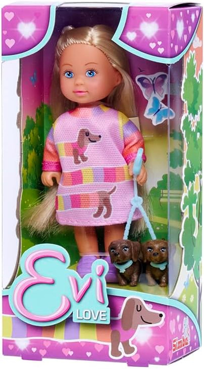 Simba Evi Love Dogs Dva roztomilí jezevčíci na vodítku panenka 12cm hračka, věk 3+