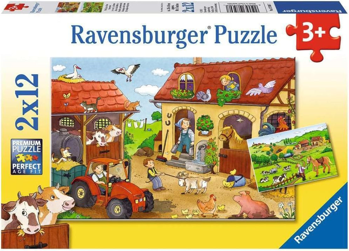 Puzzle Ravensburger pro děti - 07574 Policie a hasiči - Puzzle pro 3+ 2X12dílné puzzle Naty Shop 07560 Rušno na farmě
