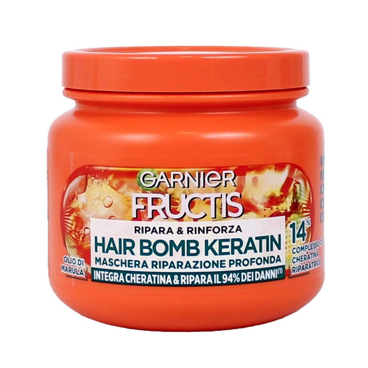 Garnier Fructis Deep Repair Mask pro silnější vlasy s marulovým olejem a keratinem Hair Bomb Keratin Repair and Strengthen 320 ml Naty Shop Hair Mask Výchozí název