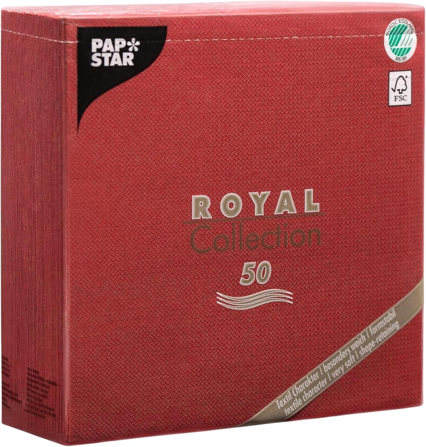 Papstar 11608 50 ubrousků "Royal Collection" 1/4 přeložení 40 X 40 cm, Bordeaux