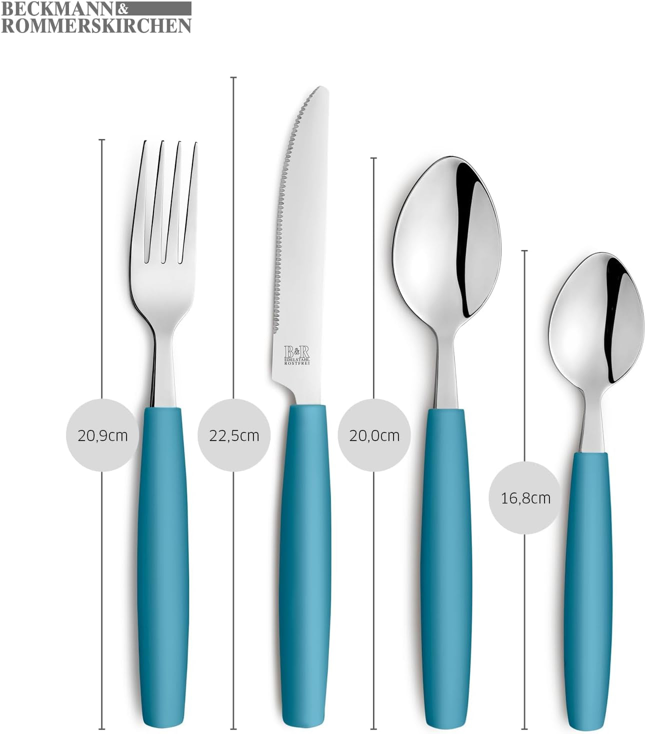 Beckmann & Rommerskirchen 2515 VALOA Besteck Set 4 osoby | 16-Teilig | Olej | Spülmaschinenfest | Hochglanzpoliert | Essbesteck: 4X Messer, Gabel, Esslöffel, Kaffeelöffel Kitchen Naty Shop